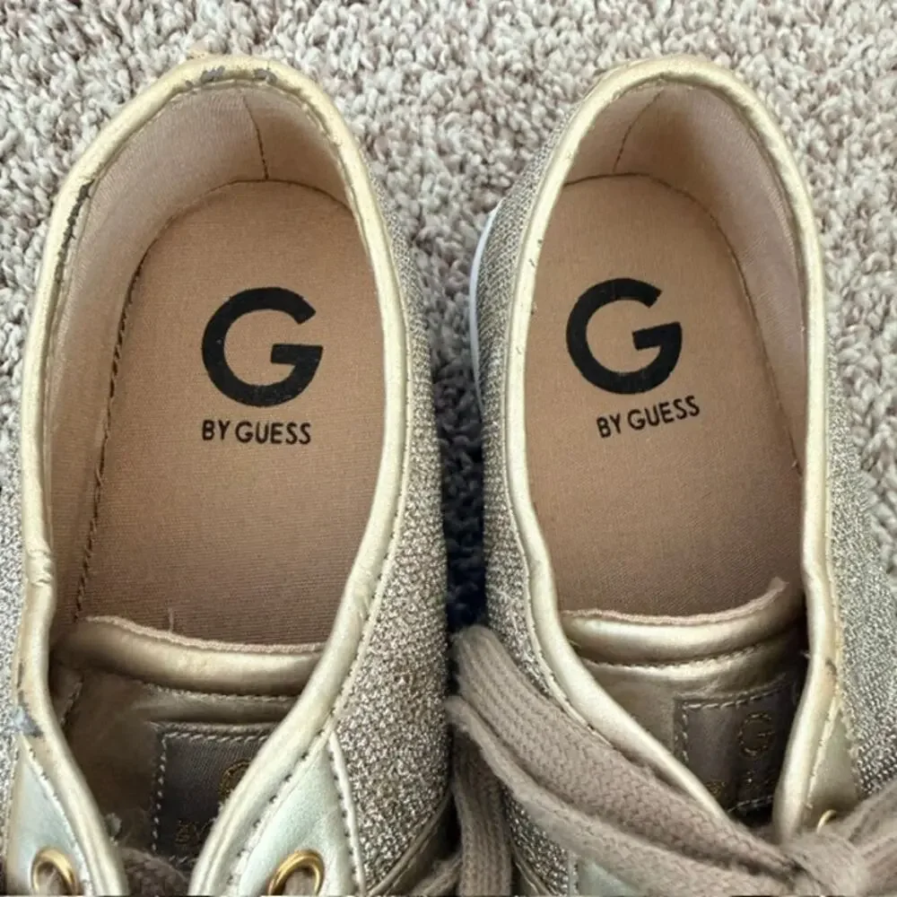 G by Guess Gold Quilted Sparkle Lace Up Sneakers Women's 10 GGBackers3 Shimmer